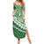 Green Bula Fiji Family Matching Summer Maxi Dress and Hawaiian Shirt Fijian Language Week Tapa Cloth - Pastel