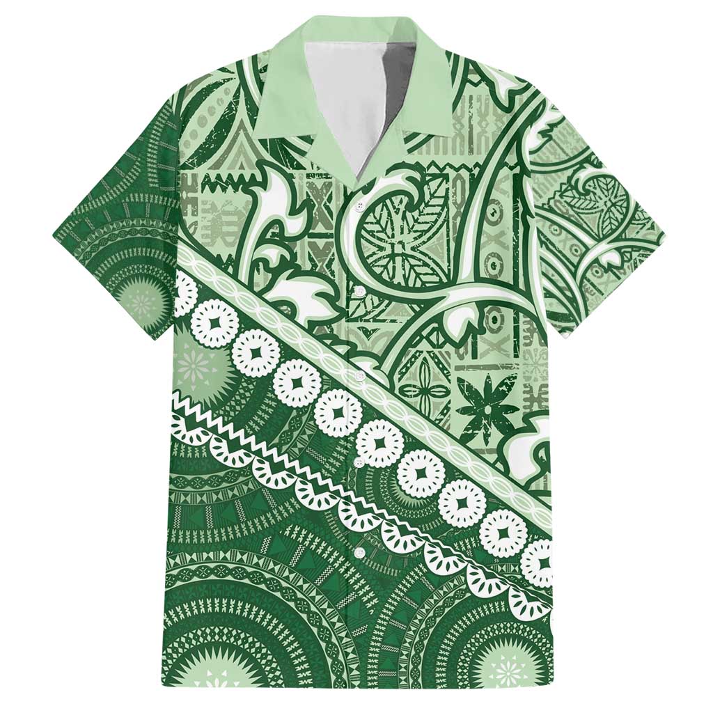 Green Bula Fiji Hawaiian Shirt Fijian Language Week Tapa Cloth - Pastel