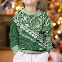 Green Bula Fiji Kid Ugly Christmas Sweater Fijian Language Week Tapa Cloth - Pastel LT14 - Polynesian Pride