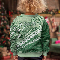 Green Bula Fiji Kid Ugly Christmas Sweater Fijian Language Week Tapa Cloth - Pastel LT14 - Polynesian Pride