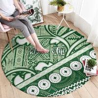 Green Bula Fiji Round Carpet Fijian Language Week Tapa Cloth - Pastel LT14 - Polynesian Pride