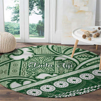 Green Bula Fiji Round Carpet Fijian Language Week Tapa Cloth - Pastel LT14 - Polynesian Pride