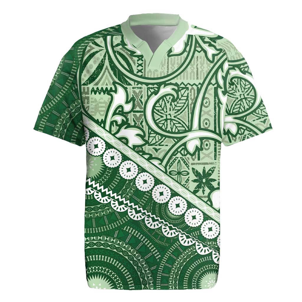 Green Bula Fiji Rugby Jersey Fijian Language Week Tapa Cloth - Pastel