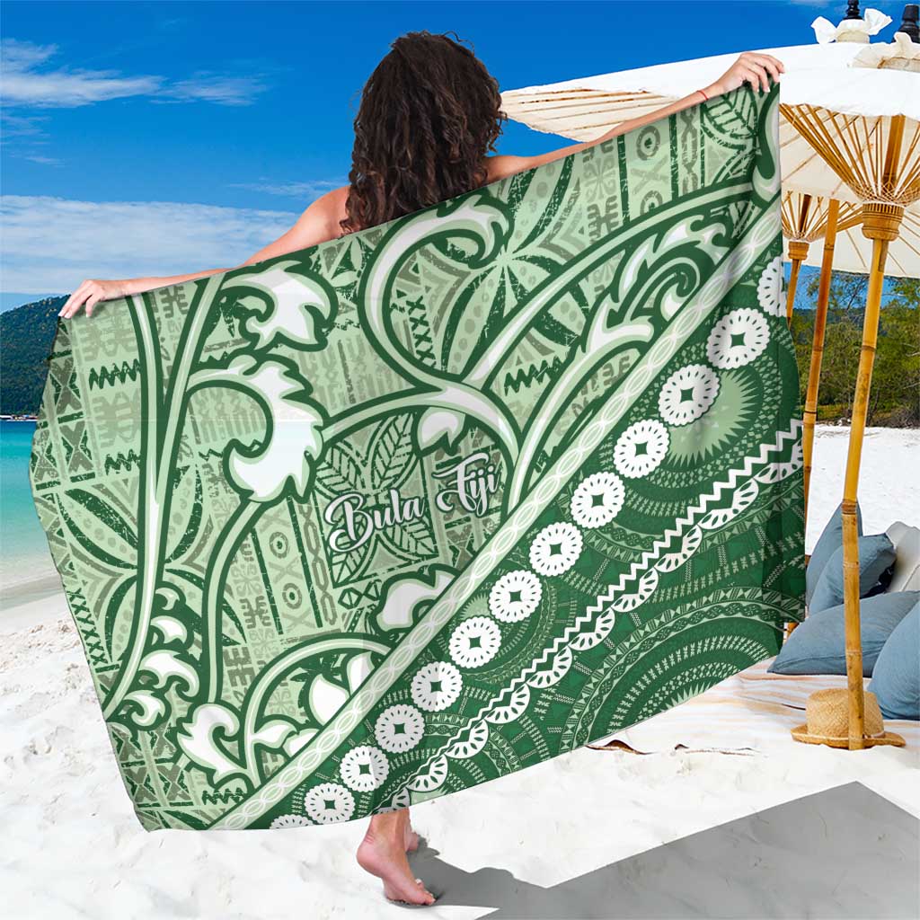 Green Bula Fiji Sarong Fijian Language Week Tapa Cloth - Pastel