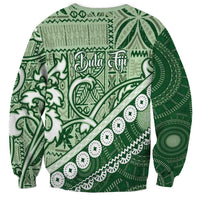 Green Bula Fiji Sweatshirt Fijian Language Week Tapa Cloth - Pastel LT14 - Polynesian Pride