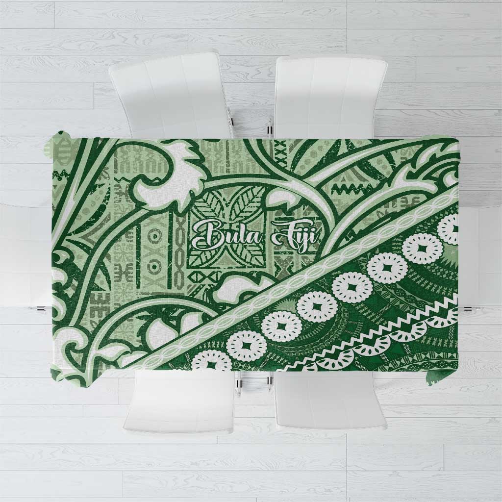 Green Bula Fiji Tablecloth Fijian Language Week Tapa Cloth - Pastel LT14 Green - Polynesian Pride