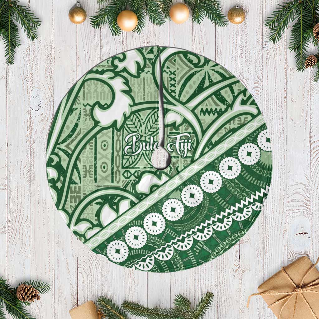 Green Bula Fiji Tree Skirt Fijian Language Week Tapa Cloth - Pastel LT14 Casual Green - Polynesian Pride