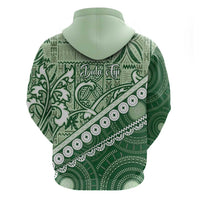 Green Bula Fiji Zip Hoodie Fijian Language Week Tapa Cloth - Pastel LT14 - Polynesian Pride