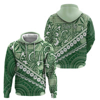 Green Bula Fiji Zip Hoodie Fijian Language Week Tapa Cloth - Pastel LT14 - Polynesian Pride