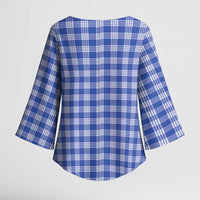 Royal Blue Japanese Palaka Pride Kimono Sleeve Blouse LT14 - Polynesian Pride