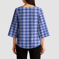 Royal Blue Japanese Palaka Pride Kimono Sleeve Blouse LT14 - Polynesian Pride