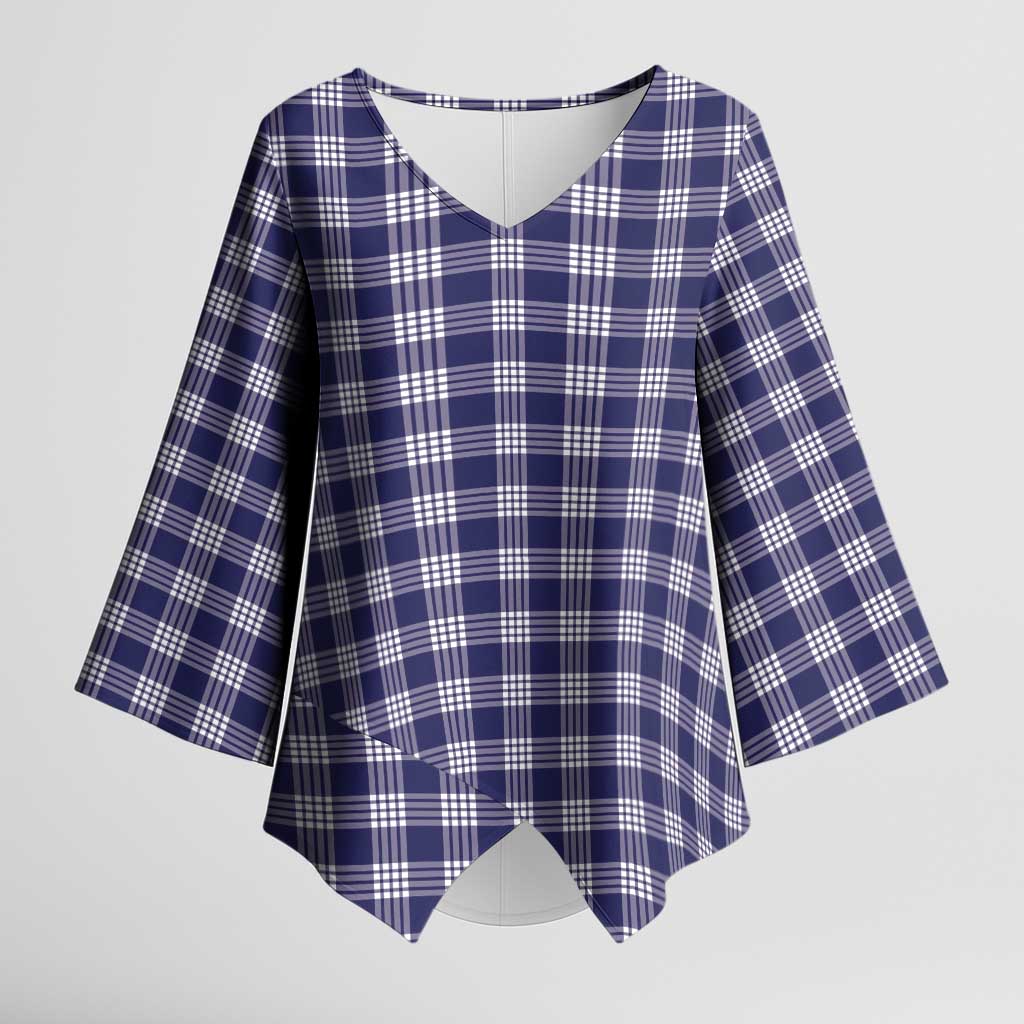 Navy Blue Japanese Palaka Pride Kimono Sleeve Blouse LT14 Female Navy Blue - Polynesian Pride