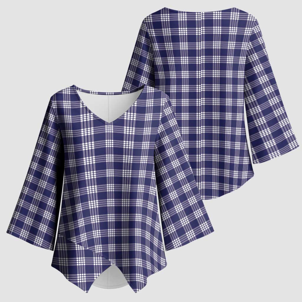 Navy Blue Japanese Palaka Pride Kimono Sleeve Blouse LT14 - Polynesian Pride