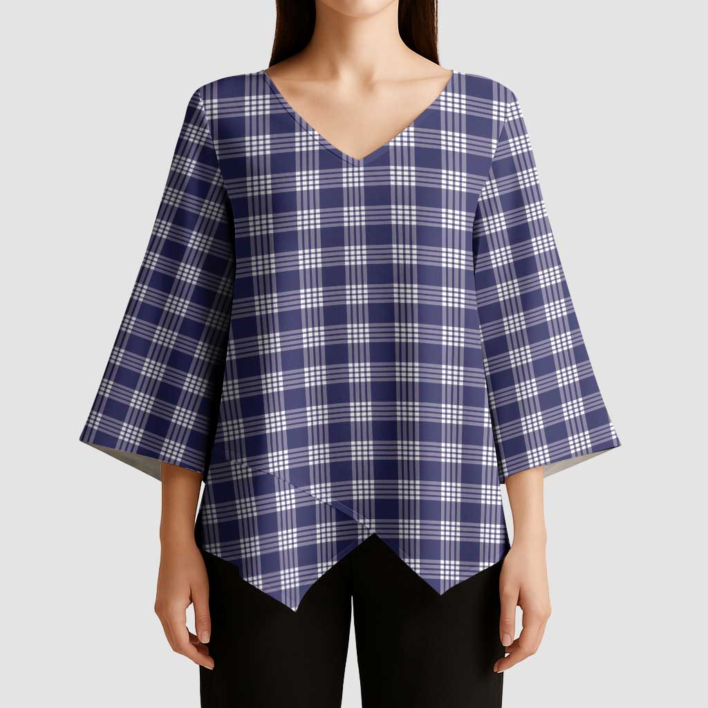 Navy Blue Japanese Palaka Pride Kimono Sleeve Blouse LT14 - Polynesian Pride
