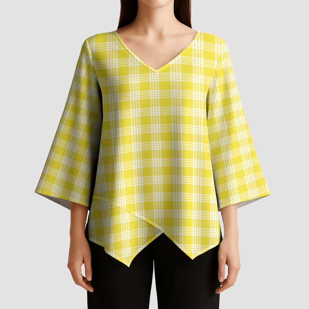 Yellow Japanese Palaka Pride Kimono Sleeve Blouse LT14 - Polynesian Pride