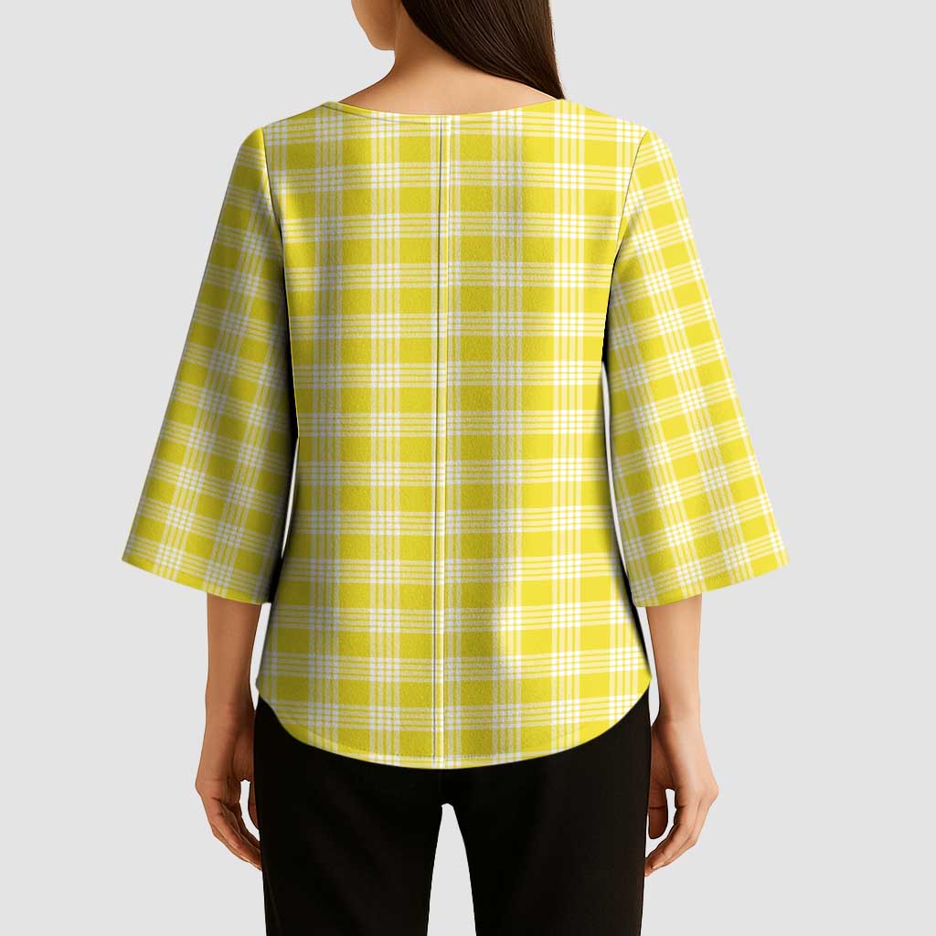 Yellow Japanese Palaka Pride Kimono Sleeve Blouse LT14 - Polynesian Pride
