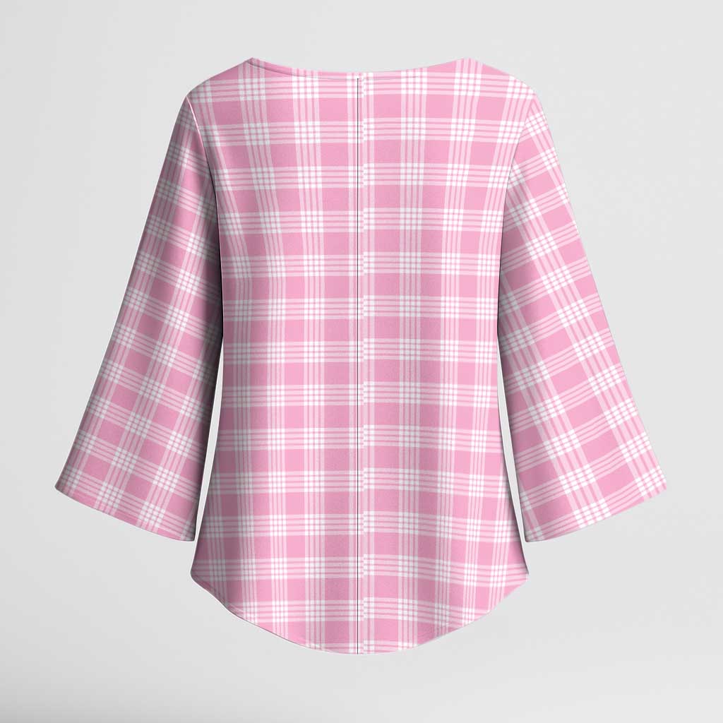 Light Pink Japanese Palaka Pride Kimono Sleeve Blouse LT14 - Polynesian Pride