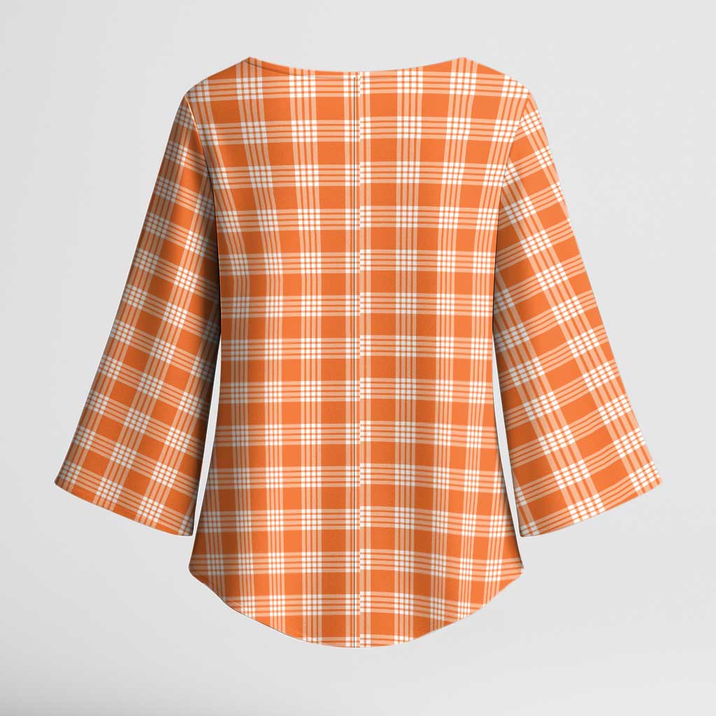 Orange Japanese Palaka Pride Kimono Sleeve Blouse LT14 - Polynesian Pride