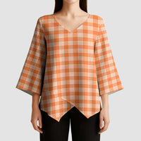 Orange Japanese Palaka Pride Kimono Sleeve Blouse LT14 - Polynesian Pride