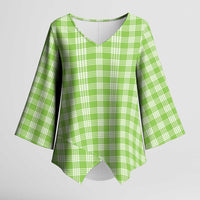Bright Green Japanese Palaka Pride Kimono Sleeve Blouse LT14 Female Bright Green - Polynesian Pride
