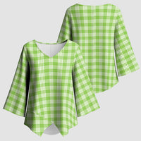 Bright Green Japanese Palaka Pride Kimono Sleeve Blouse LT14 - Polynesian Pride