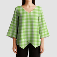 Bright Green Japanese Palaka Pride Kimono Sleeve Blouse LT14 - Polynesian Pride