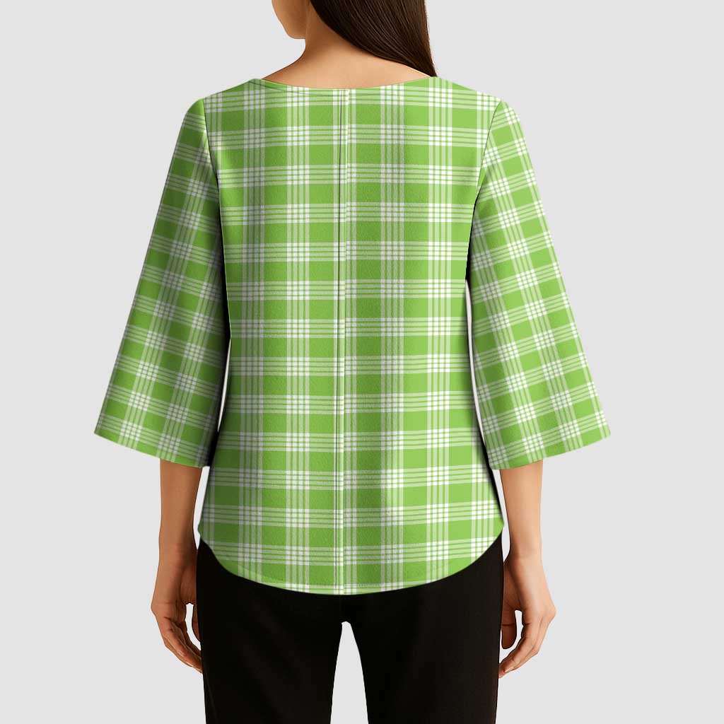 Bright Green Japanese Palaka Pride Kimono Sleeve Blouse LT14 - Polynesian Pride