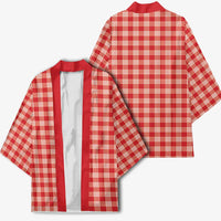 Red Japanese Palaka Pride Kimono LT14 - Polynesian Pride