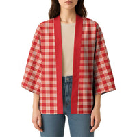 Red Japanese Palaka Pride Kimono LT14 - Polynesian Pride