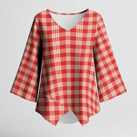 Red Japanese Palaka Pride Kimono Sleeve Blouse LT14 Female Red - Polynesian Pride