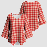 Red Japanese Palaka Pride Kimono Sleeve Blouse LT14 - Polynesian Pride