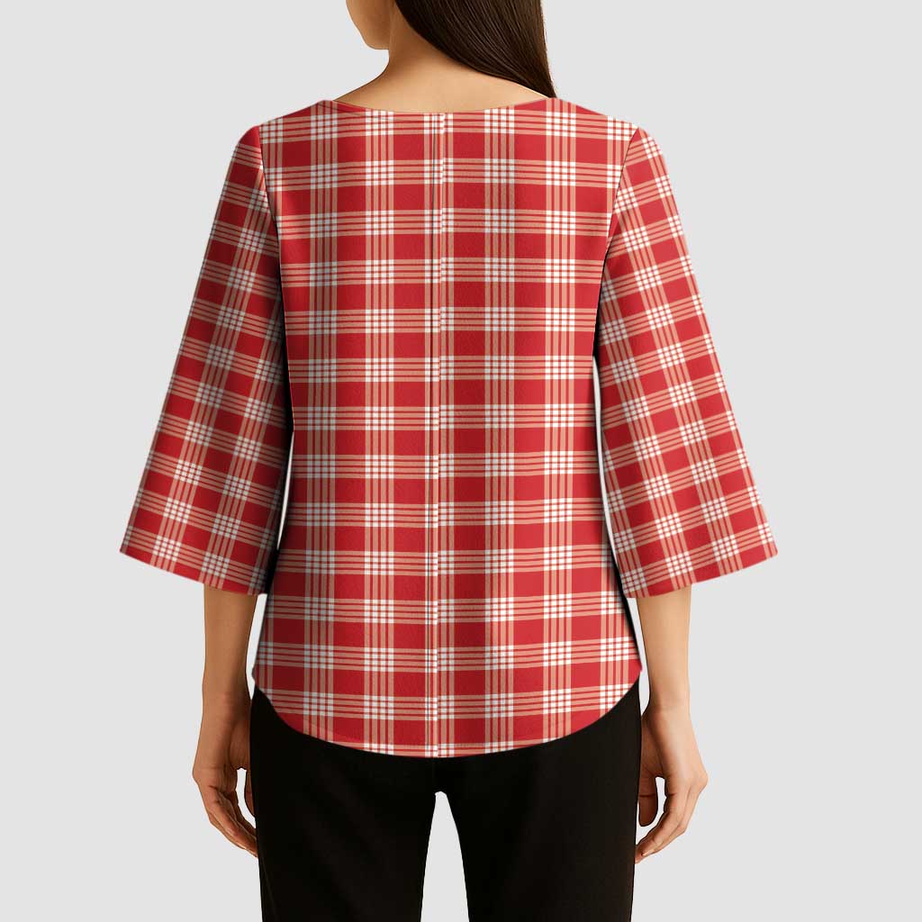 Red Japanese Palaka Pride Kimono Sleeve Blouse LT14 - Polynesian Pride