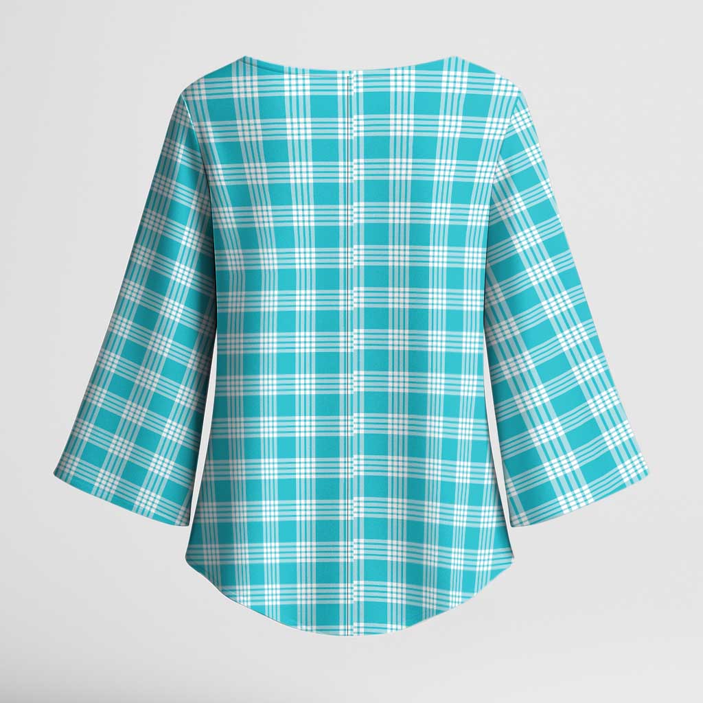 Turquoise Japanese Palaka Pride Kimono Sleeve Blouse LT14 - Polynesian Pride