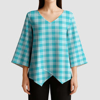 Turquoise Japanese Palaka Pride Kimono Sleeve Blouse LT14 - Polynesian Pride