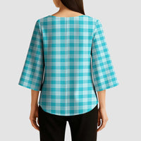Turquoise Japanese Palaka Pride Kimono Sleeve Blouse LT14 - Polynesian Pride