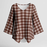 Brown Japanese Palaka Pride Kimono Sleeve Blouse LT14 Female Brown - Polynesian Pride