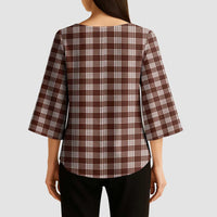 Brown Japanese Palaka Pride Kimono Sleeve Blouse LT14 - Polynesian Pride