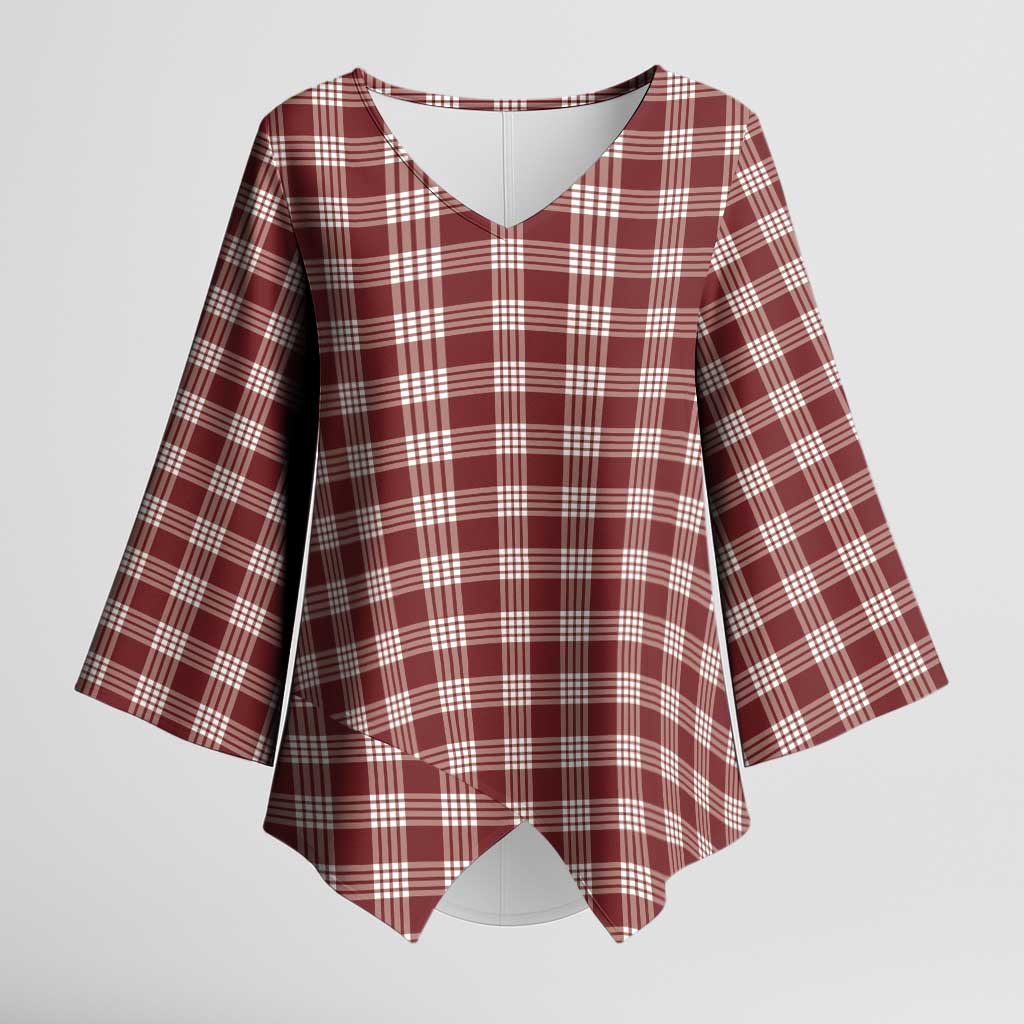 Burgundy Japanese Palaka Pride Kimono Sleeve Blouse LT14 Female Burgundy - Polynesian Pride