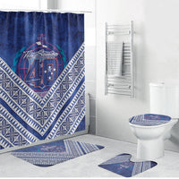 Toa Samoa Rugby Bathroom Set 40th Anniversary Samoan Siapo Pattern LT14 Bathroom Set (4 pcs) Blue - Polynesian Pride