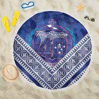 Toa Samoa Rugby Beach Blanket 40th Anniversary Samoan Siapo Pattern LT14 One Size 150cm Blue - Polynesian Pride
