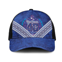 Toa Samoa Rugby Mesh Trucker Cap 40th Anniversary Samoan Siapo Pattern LT14 One Size Black Blue - Polynesian Pride