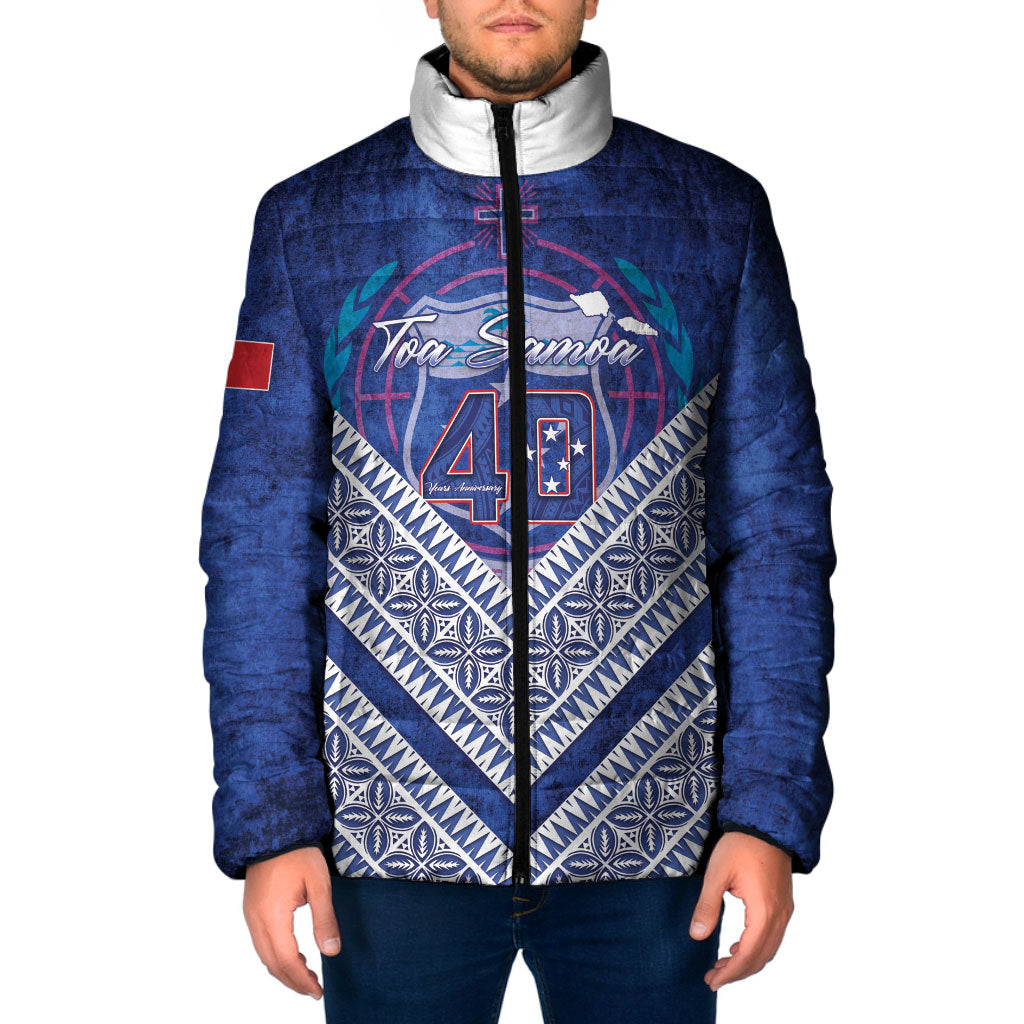 Toa Samoa Rugby Custom Padded Jacket 40th Anniversary Samoan Siapo Pattern