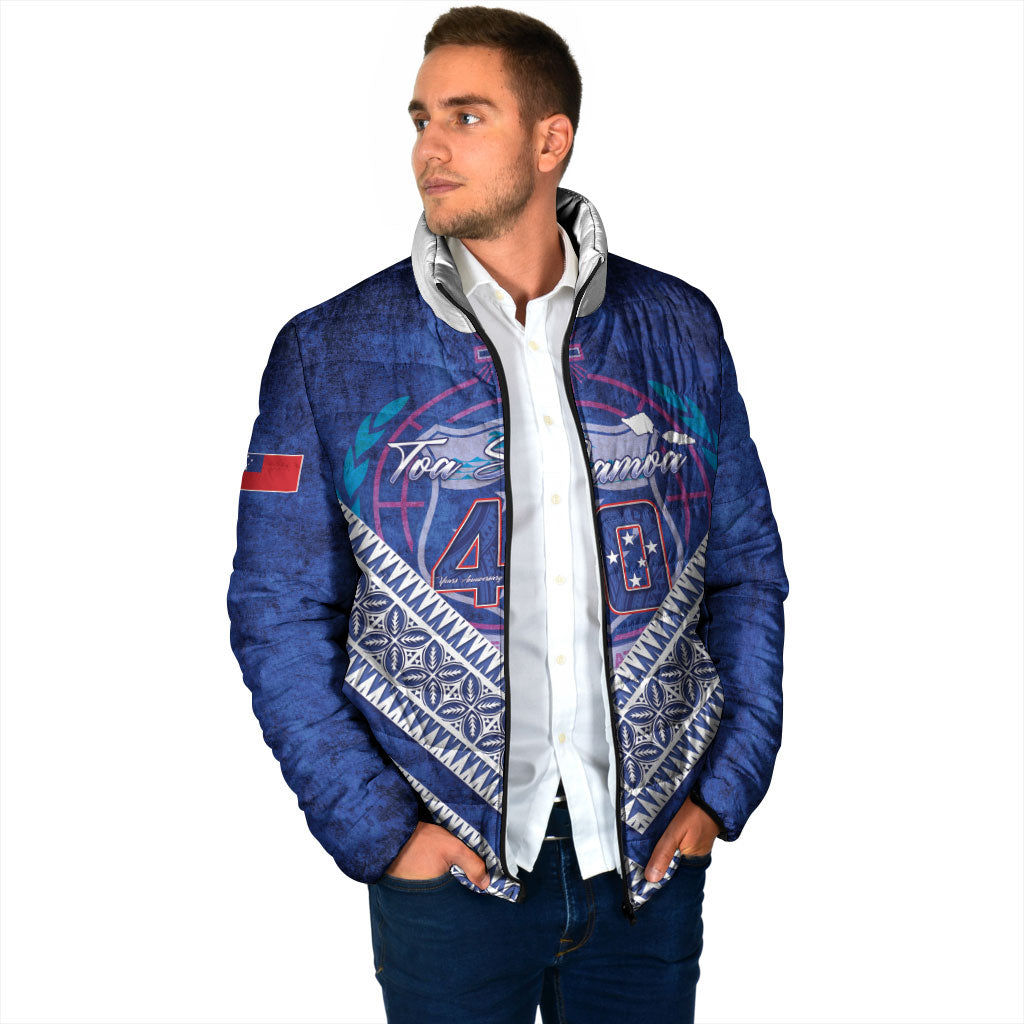 Toa Samoa Rugby Custom Padded Jacket 40th Anniversary Samoan Siapo Pattern