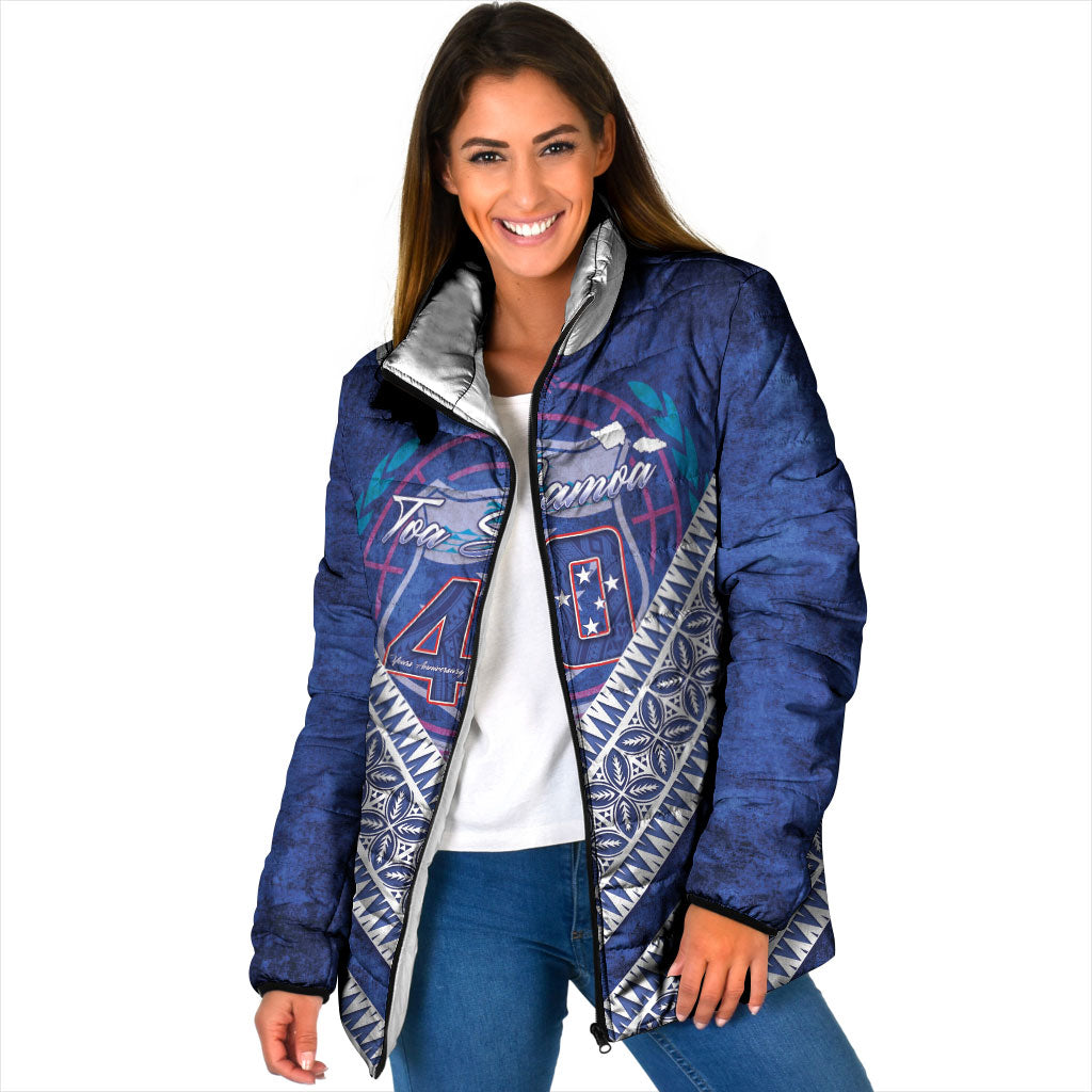 Toa Samoa Rugby Custom Padded Jacket 40th Anniversary Samoan Siapo Pattern
