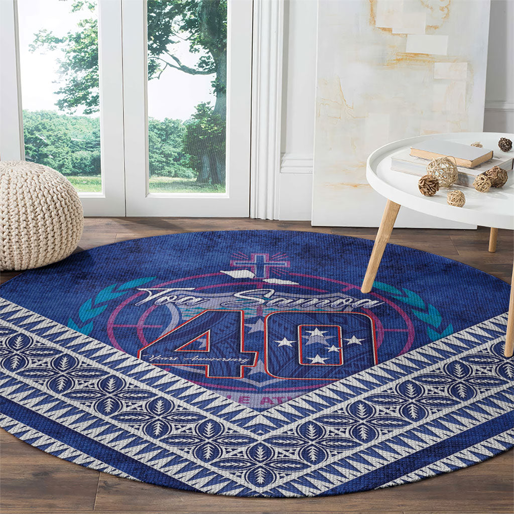 Toa Samoa Rugby Round Carpet 40th Anniversary Samoan Siapo Pattern LT14 - Polynesian Pride