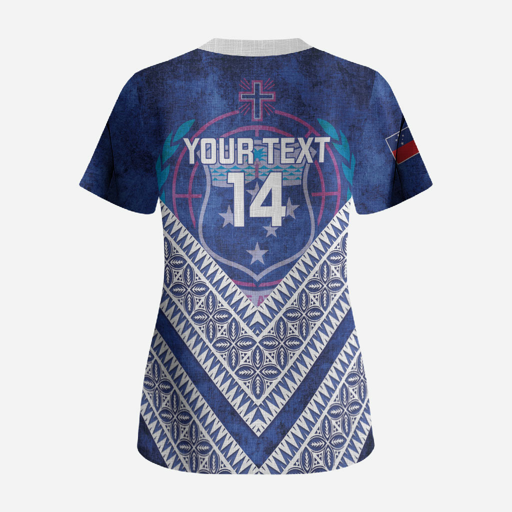 Toa Samoa Rugby Custom Scrub Top 40th Anniversary Samoan Siapo Pattern LT14 - Polynesian Pride
