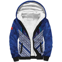Toa Samoa Rugby Custom Sherpa Hoodie 40th Anniversary Samoan Siapo Pattern LT14 Unisex Blue - Polynesian Pride