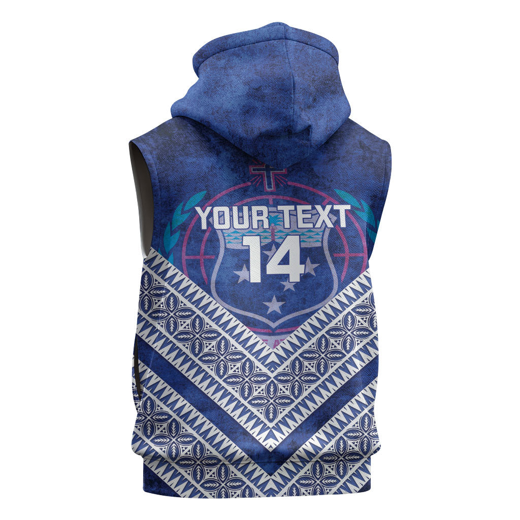 Toa Samoa Rugby Custom Sleeveless Hoodie 40th Anniversary Samoan Siapo Pattern LT14 - Polynesian Pride