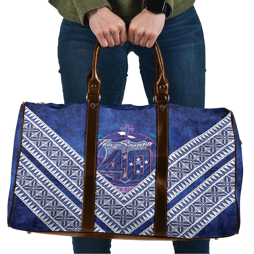 Toa Samoa Rugby Travel Bag 40th Anniversary Samoan Siapo Pattern LT14 Blue - Polynesian Pride