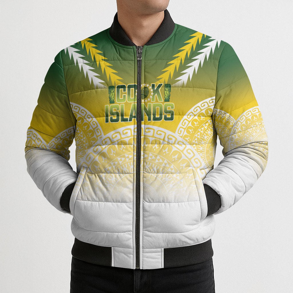Cook Islands Rugby Custom Bomber Puffer Jacket Come On Kukis LT14 - Polynesian Pride